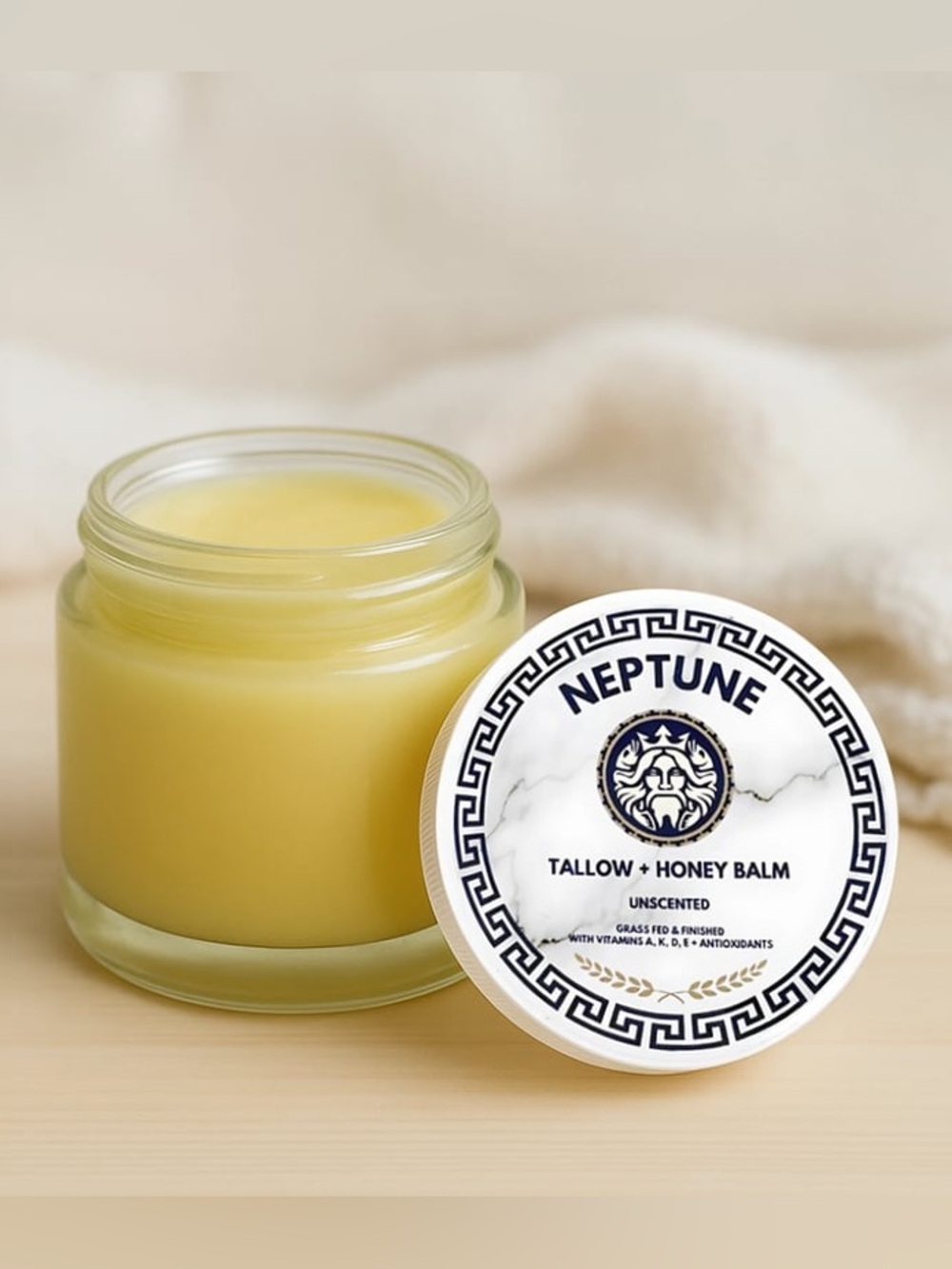 Neptune Grass Fed TALLOW + HONEY BALM Unscented, 2 oz - NEW